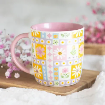 Mugs - Floral Patchwork Print Mug - SOMETHING DIFFERENT WHOLESALE