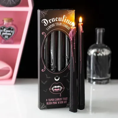 Candles - Set of 4 Pink Vampire Tears Taper Candles - SOMETHING DIFFERENT WHOLESALE