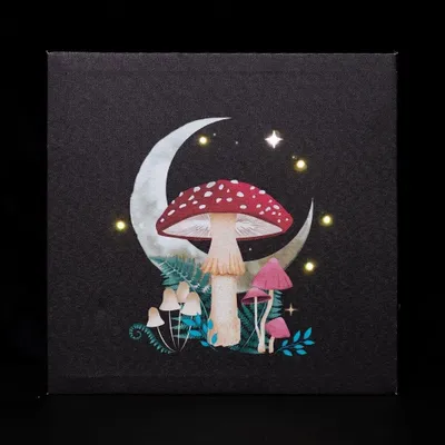 Decorative objects - Forest Mushroom Light Up Canvas Plaque - SOMETHING DIFFERENT WHOLESALE