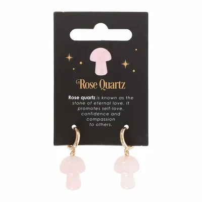 Bijoux - Boucles d'oreilles champignon en cristal de quartz rose - SOMETHING DIFFERENT WHOLESALE