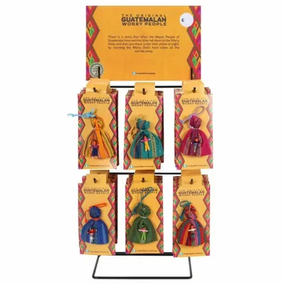 Ornaments - Set of 36 Worry Dolls on Display Stand - SOMETHING DIFFERENT WHOLESALE