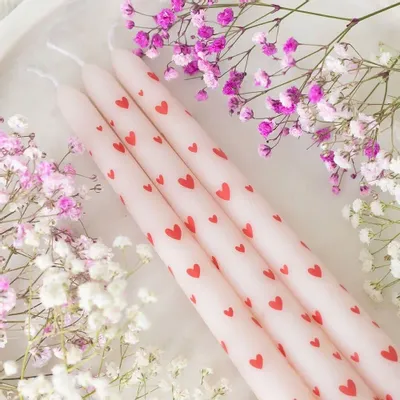 Bougies - Lot de 3 bougies coniques en forme de cœur - SOMETHING DIFFERENT WHOLESALE