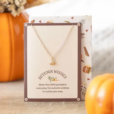 Jewelry - Pumpkin Necklace on Greeting Card - SOMETHING DIFFERENT WHOLESALE