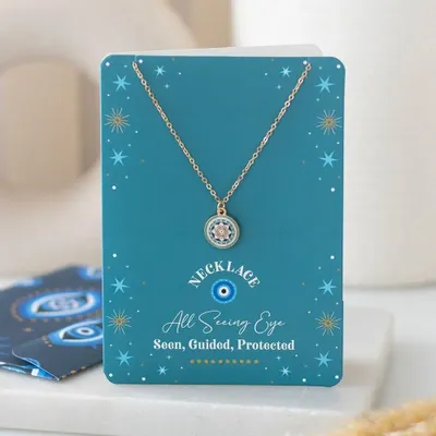Jewelry - All Seeing Eye Necklace on Greeting Card - SOMETHING DIFFERENT WHOLESALE