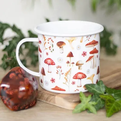 Tasses et mugs - Mug en émail à motif champignons - SOMETHING DIFFERENT WHOLESALE