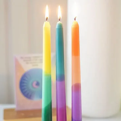 Candles - Set of 3 Dipped Aura Energy Taper Candles - SOMETHING DIFFERENT WHOLESALE
