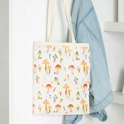 Bags and backpacks - Funky Fungi Mushroom Print Polycotton Tote Bag - SOMETHING DIFFERENT WHOLESALE