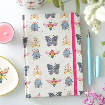 Stationery - Floral Bug Print A5 Notebook - SOMETHING DIFFERENT WHOLESALE