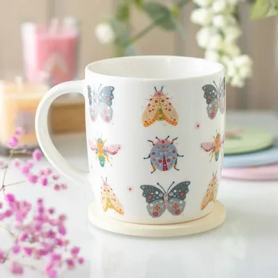 Tasses et mugs - Mug à motif floral et insectes - SOMETHING DIFFERENT WHOLESALE