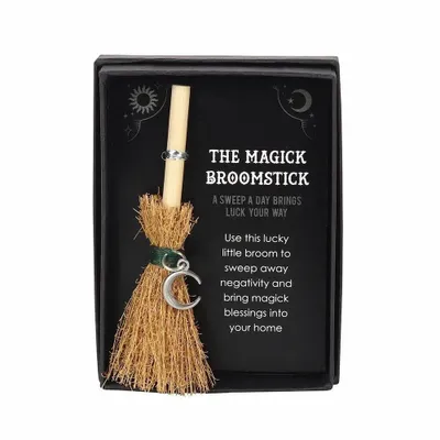 Ornaments - Crescent Moon Mini Magick Broomstick - SOMETHING DIFFERENT WHOLESALE