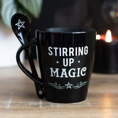 Mugs - Stirring Up Magic Mug and Spoon Set - SOMETHING DIFFERENT WHOLESALE
