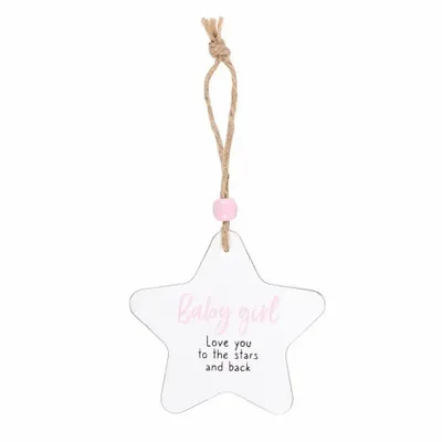 Panels - Baby Girl Hanging Star Sentiment Sign - SOMETHING DIFFERENT WHOLESALE
