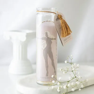 Candles - Athena Goddess Tube Candle with Clear Quartz Crystals - SOMETHING DIFFERENT WHOLESALE