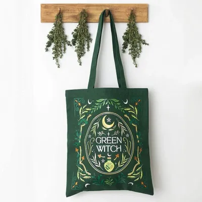 Bags and backpacks - Green Witch Tote Bag - SOMETHING DIFFERENT WHOLESALE