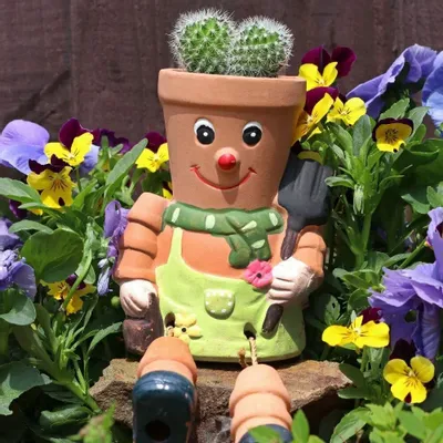 Flower pots - Terracotta Pot Man Planter - SOMETHING DIFFERENT WHOLESALE