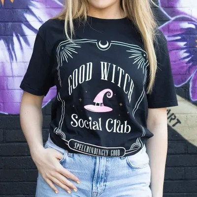 Homewear - Pink Good Witch Social Club Unisex T-shirt Size L - SOMETHING DIFFERENT WHOLESALE
