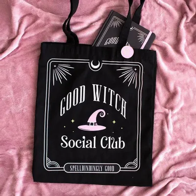 Sacs et cartables - Sac fourre-tout en polycoton du Good Witch Social Club avec badge - SOMETHING DIFFERENT WHOLESALE