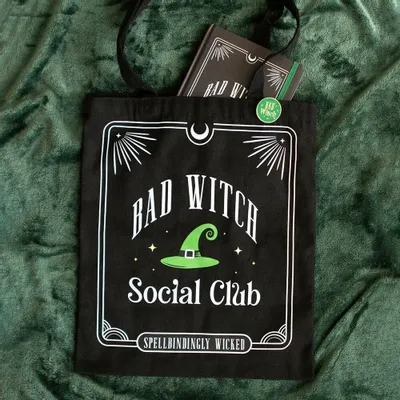 Bags and backpacks - Bad Witch Social Club Polycotton Tote Bag with Pin Badge - SOMETHING DIFFERENT WHOLESALE