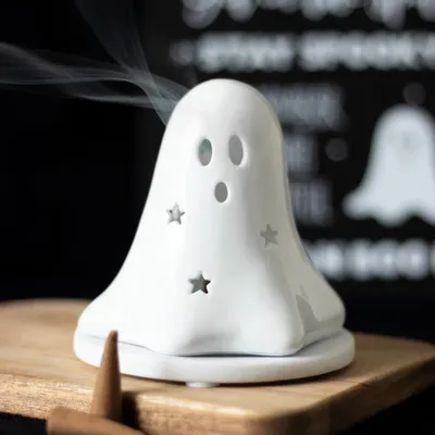 Scents - Ceramic Ghost Tealight and Incense Cone Holder - SOMETHING DIFFERENT WHOLESALE