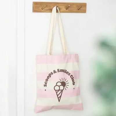 Bags and backpacks - Pink Scoops & Smiles Club Polycotton Tote Bag - SOMETHING DIFFERENT WHOLESALE