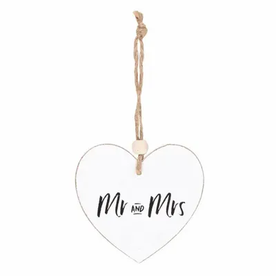Panels - Mr and Mrs Hanging Heart Sentiment Sign - SOMETHING DIFFERENT WHOLESALE