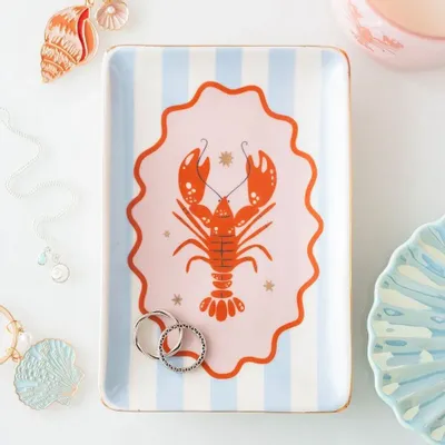 Jewelry - Striped Lobster Trinket Dish - SOMETHING DIFFERENT WHOLESALE