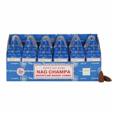 Scents - Set of 6 Nag Champa Backflow Dhoop Cones by Satya (6/30) - SOMETHING DIFFERENT WHOLESALE
