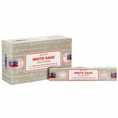 Home fragrances - Set of 12 Packets of White Sage Incense Sticks by Satya - SOMETHING DIFFERENT WHOLESALE