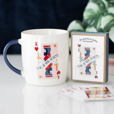 Tasses et mugs - Ensemble de tasse et de cartes à jouer « Roi de nos cœurs » - SOMETHING DIFFERENT WHOLESALE