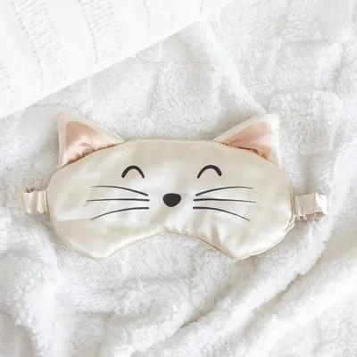 Cosmétiques - Masque pour les yeux en satin White Cat Face - SOMETHING DIFFERENT WHOLESALE