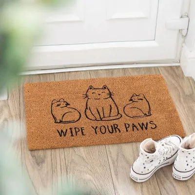 Rugs - Natural Wipe Your Paws Cat Doormat - SOMETHING DIFFERENT WHOLESALE