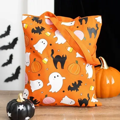 Sacs et cartables - Sac fourre-tout en polycoton à imprimé fantôme doux et effrayant - SOMETHING DIFFERENT WHOLESALE