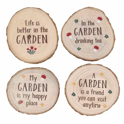 Placemats - Garden Wood Slice Coaster Set - SOMETHING DIFFERENT WHOLESALE