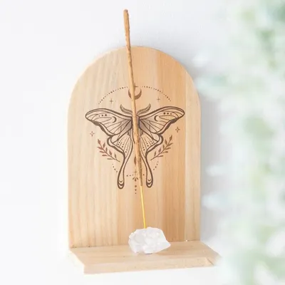 Senteurs - Porte-encens en bois naturel Luna Butterfly - SOMETHING DIFFERENT WHOLESALE