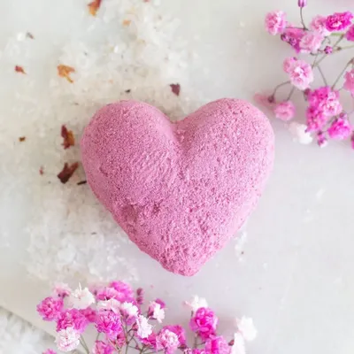 Decorative objects - Love Yourself Heart-Shaped Cherry Bath Bomb - SOMETHING DIFFERENT WHOLESALE