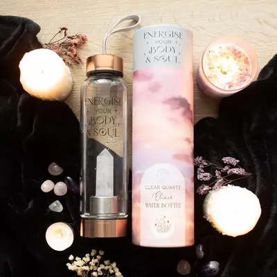 Glass - Clear Quartz Body and Soul Glass Water Bottle - SOMETHING DIFFERENT WHOLESALE