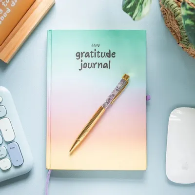 Stationery - Multicoloured Gratitude Journal with Amethyst Pen - SOMETHING DIFFERENT WHOLESALE