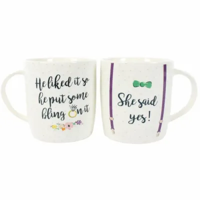 Tasses et mugs - Lot de 2 tasses « Elle a dit oui » - SOMETHING DIFFERENT WHOLESALE