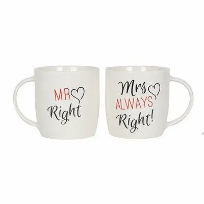 Mugs - Set of 2 Mr & Mrs Mugs - SOMETHING DIFFERENT WHOLESALE