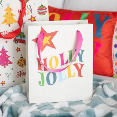 Bags and backpacks - 23cm Holly Jolly Gift Bag - SOMETHING DIFFERENT WHOLESALE