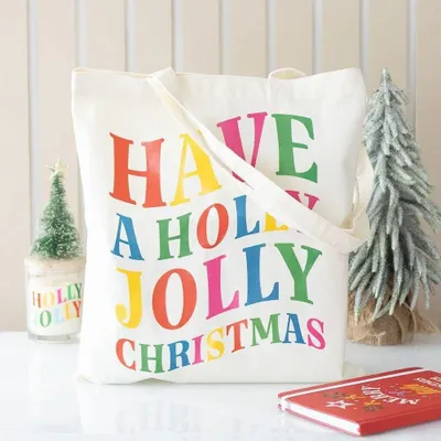Bags and backpacks - Holly Jolly Christmas Polyester Tote Bag - SOMETHING DIFFERENT WHOLESALE