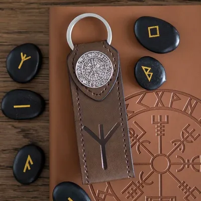 Decorative objects - Protection Viking Rune Faux Leather Keyring - SOMETHING DIFFERENT WHOLESALE