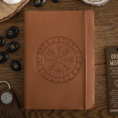 Stationery - Viking Compass A5 Faux Leather Journal with Pen - SOMETHING DIFFERENT WHOLESALE