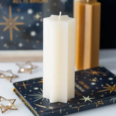 Candles - Cream Starry Night Star Shaped Taper Candle - SOMETHING DIFFERENT WHOLESALE