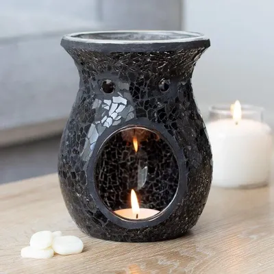 Scents - Large Black Crackle Oil Burner and Wax Warmer - SOMETHING DIFFERENT WHOLESALE