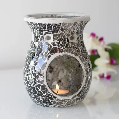 Scents - Large Gunmetal Grey Crackle Oil Burner and Wax Warmer - SOMETHING DIFFERENT WHOLESALE