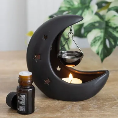 Scents - Black Crescent Moon Hanging Oil Burner - SOMETHING DIFFERENT WHOLESALE