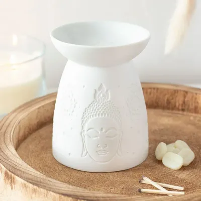 Scents - White Ceramic Buddha Face Oil Burner and Wax Warmer - SOMETHING DIFFERENT WHOLESALE