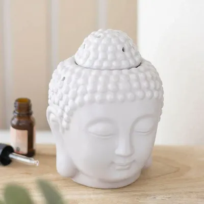 Scents - Small Grey Buddha Head Oil Burner - SOMETHING DIFFERENT WHOLESALE