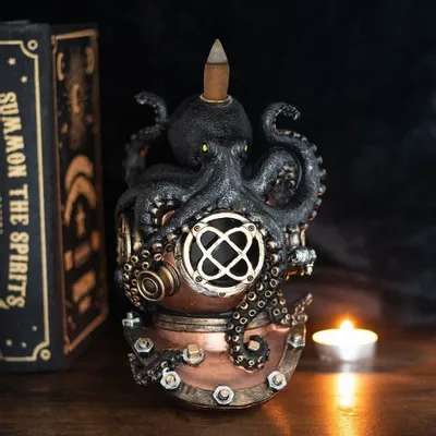 Scents - Kraken on Diver's Helmet Backflow Incense Burner - SOMETHING DIFFERENT WHOLESALE